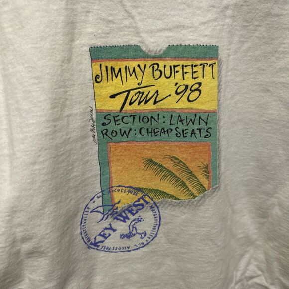 Vintage Jimmy Buffett Margaritaville 1998 Tour T Shirt White Size XXL - Picture 4 of 13